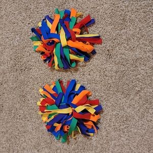 (2) pom pom luggage tags